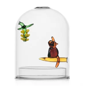 Birds Windproof Monkey And Banana Figured Glass Candle Holder