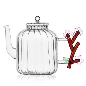 Botanica Peach Blossom Figured Handmade Glass Teapot