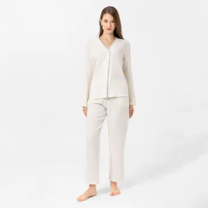 Blue Dotted Muslin Fabric Lara Pyjama Set