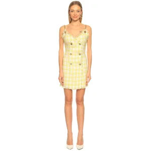Ragibesa Chain Strap Yellow Plaid Dress