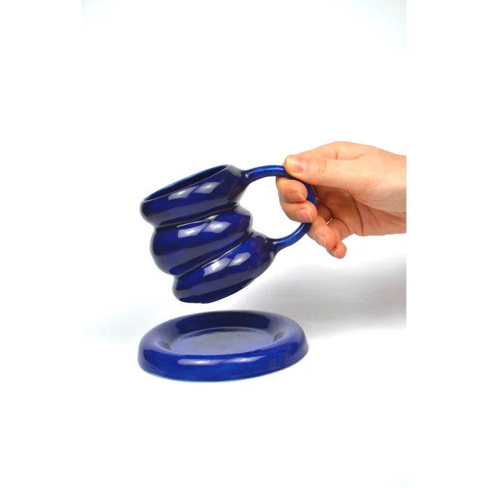 El Yapımı Dalgalı Seramik Kupa Bardak- 250ml - Blos Ceramic image 2