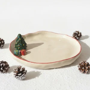 Mini Ağaç Detaylı Seramik Tabak