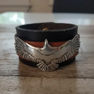 El Yapımı  Deri Ayarlanabilir Kartal Bileklik