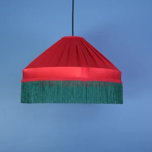 Red Chandelier With Green Tassels