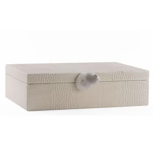 Cream Crocodile Pattern Faux Leather Box - Handmade Decorative Storage Box (large Size)