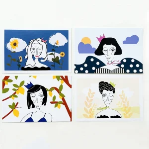 4-postcard Set | Line Art Portrait Collection