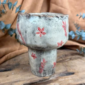 Handcrafted Footed Ceramic Bowl - Soft Vintage Tones, Stoneware