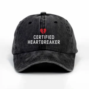 Certified Heartbreaker - Nakişli Yikamali Siyah Şapka - Washed Black Cap