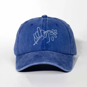 Oopsy Daisy - Nakişli Yikamali Mavi Şapka - Washed Blue Cap