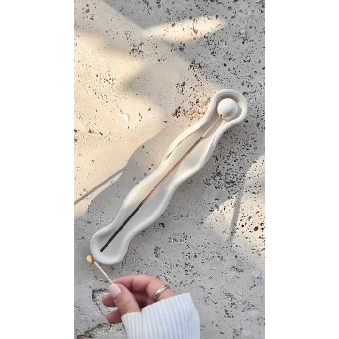 Wave Incense Holder | Modern Scandinavian Style White Incense Burner image 2