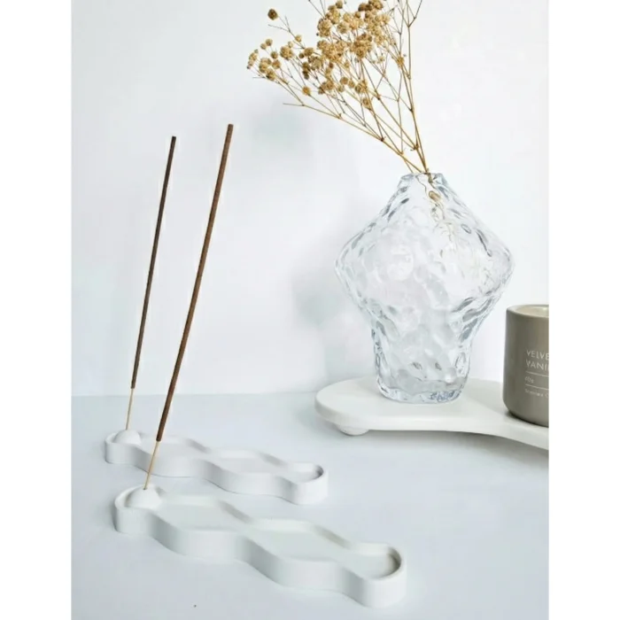 Wave Incense Holder | Modern Scandinavian Style White Incense Burner image 3