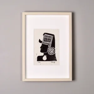 Kubaba Queen // Original Framed Linocut Print