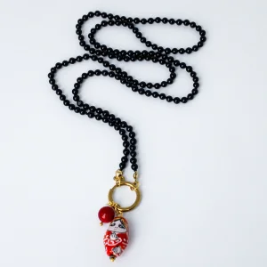 Nara - Oniks & Mercan Kolye