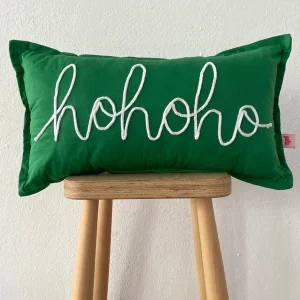 Hohoho Yeşil Dikdörtgen | El İşlemeli Dekoratif Kırlent