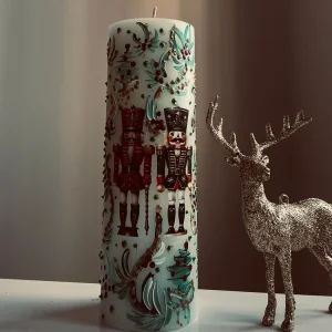 20 Cm Block Lead Soldier Detailed Christmas Candle