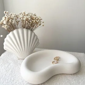 Scandinavian Style Wavy Serving Tray & Jewelry Dish - Ecru