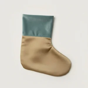 Duo Satin Christmas Stocking - Dusty  Blue & Gold
