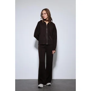 Hooded Top And Wide Leg Knitwear Set