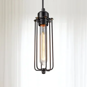 Line Cage Tüp Sarkıt Avize | İnce Formlu Endüstriyel Tel Kafes Aydınlatma