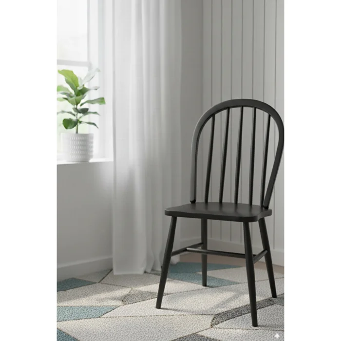 Milena Siyah Kayın Ağacı Sandalye 2'li Set - Mat Lake İskandinav Modern Tasarım image 4