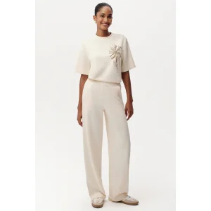 Wide Leg Regular Knitted Trousers