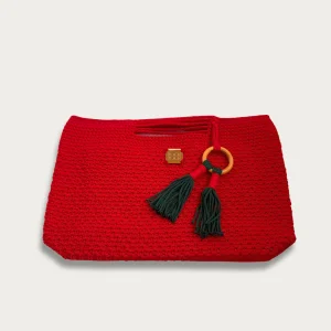 Cotton Yarn & Tassel Detail Holiday Clutch