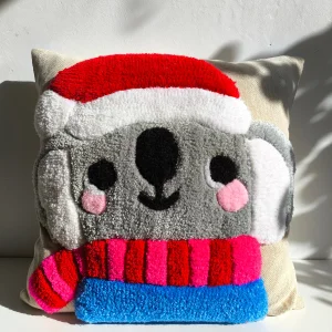 Christmas Themed Koala Tufting Throw Pillow