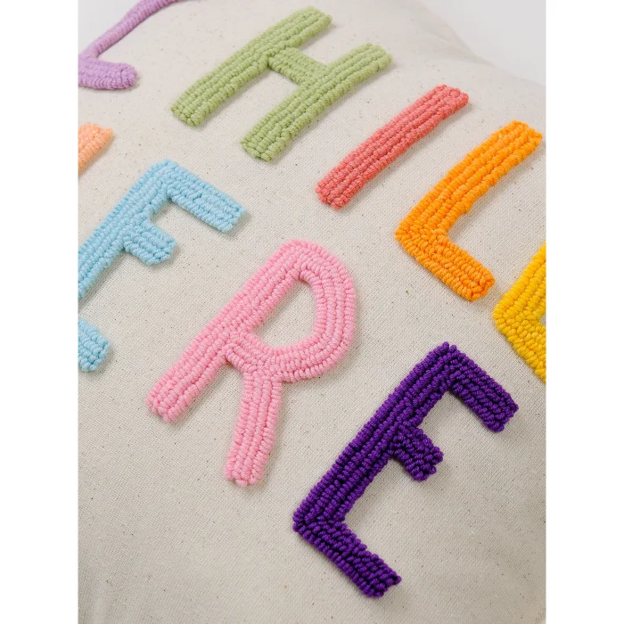 Chill Here - Pink | Handmade Embroidered Decorative Cushion Cover image 4