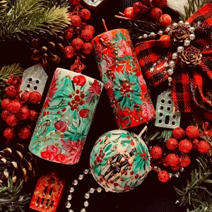 Block Globe Candle New Year Set