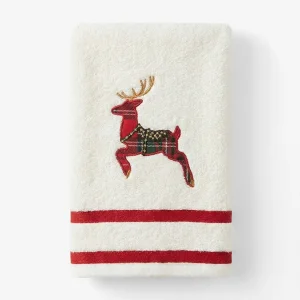 Velora Yüz Havlusu Geyik Nakışlı Yılbaşı Temalı