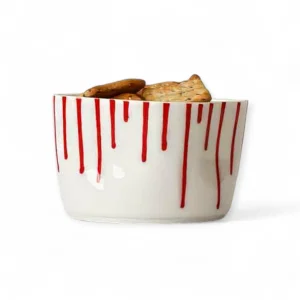 Cozy Small Amorphous Bowl | No:1 | Red Flow Pattern Ice Cream And Snack Bowl