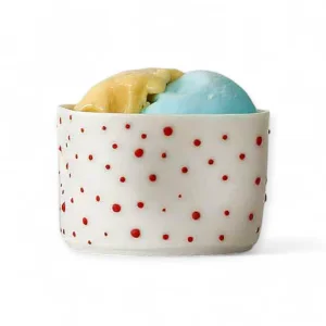 Cozy Small Amorphous Bowl | No:2 | Red Polka-dot Ice Cream And Snack Bowl
