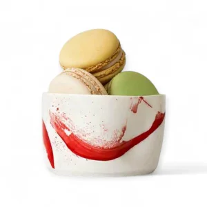 Cozy Small Amorphous Bowl | No:3 | Red Brush-patterned Ice Cream And Snack Bowl