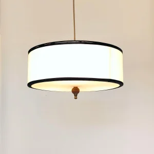Modern Fully Enclosed Drum Pendant With Black Trim