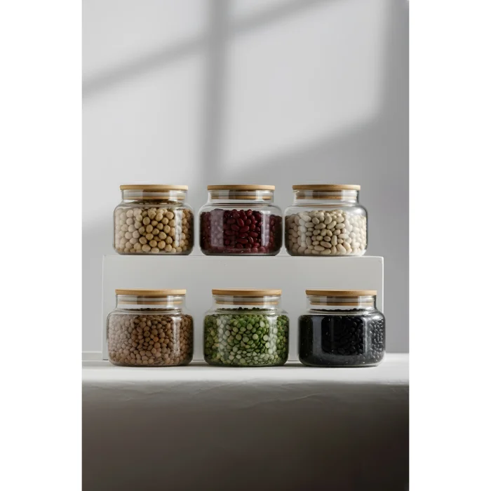 Basic Bamboo Lid 6-piece Glass Jar Set 350 Cc image 3