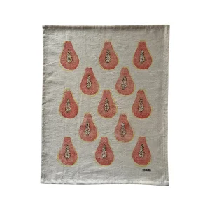 Carica Hand Printed Linocut Tea Towel