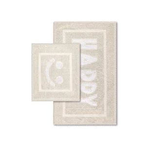 Happy Boucle Natural Cotton Bathroom Mat & Rug