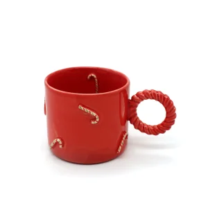 Handmade Ceramic Christmas Candy Cane Mug - Gift