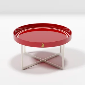 Red  And White Lacquered Coffee Table