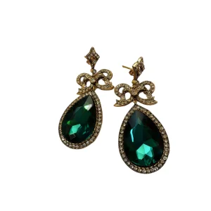 Emerald Royale Bow Earrings