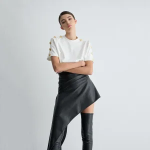 Asymmetrical Leather Skirt