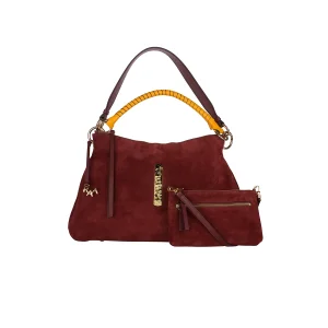 Beija Bag- Wine Suede & Gold