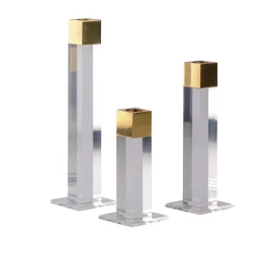 Brass & Plexiglass Classic Candlestick
