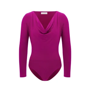 Drape Deep Collar Bodysuit - Viva