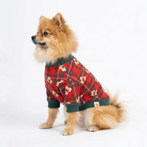 Nobledog Red Plaid Teddy Bear Christmas Dog Sweatshirt