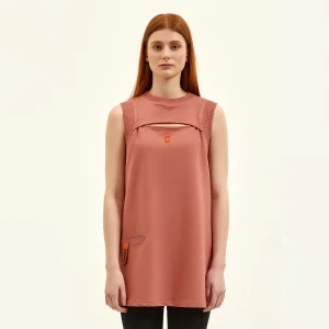 Open Back Native Inspired Long Line Top - Rose Petal