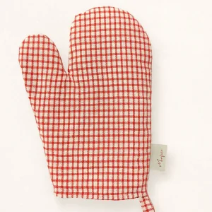 Adjustable Strap Gingham Kitchen Apron & Oven Mitt Set