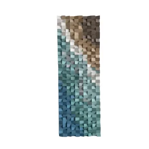 Aegean Breeze Handmade Wooden Mosaic Wall Panel | Natural Wood, Blue & Sand Tones, Modern Artistic Wall Decor, Sustainable Design
