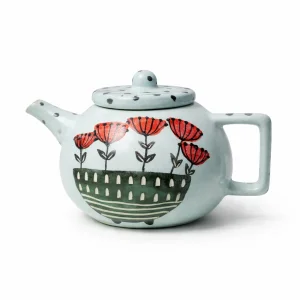 Çicekli Seramik Tombul Çaydanlık / Sürahi