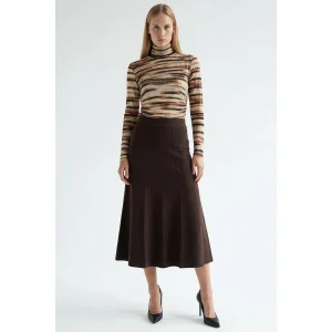 Yüksek Bel Midi Triko Regular Etek